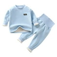 thumbnail image 1 of Efsteb Toddler Infant Baby Boys Fall Outfits Long Sleeve Sweatshirt Tops Jogger Pants Set Casual Sports Outfits (Light Blue,2 Years), 1 of 3