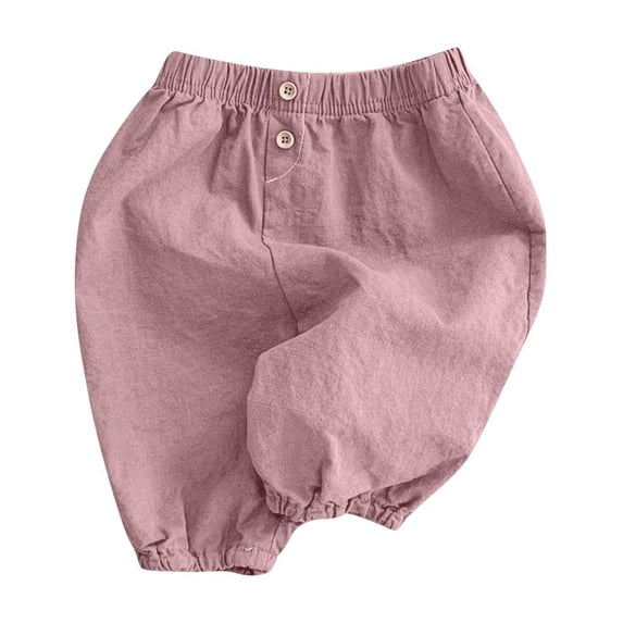 Efsteb Toddler Infant Baby Boys Girls Pants Elastic Waist Casual Solid Color Lightweight Comfy Pants (Pink,0 Months)