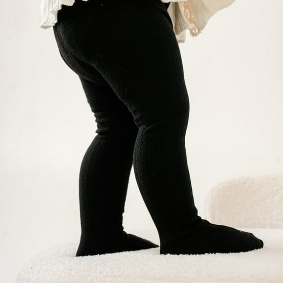 Efsteb Toddler Infant Newborn Baby Pantyhose High Waist Solid Color Bottom Pantyhose Pants (Black,1 Years)