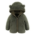 thumbnail image 1 of Efsteb Toddler Kids Baby Boys Girls Winter Warm Jacket Outerwear Long Sleeve Fleece Zip Up Outerwear Coat Army Green 6-12 Months, 1 of 3