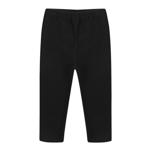 Efsteb Toddler Kids Girls Casual Pants Elastic Waist Solid Color Comfy Pants Trousers (Black,3-4 Years)