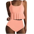 thumbnail image 1 of Efsteb Trendy Bikini Sets for Women Two Piece Bathing Suits Women Ruffle Tank Bikinis Top High Waisted Bikini Set Swimsuit Swimwear (Pink,XXL), 1 of 5