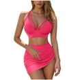 thumbnail image 1 of Efsteb Trendy Bikini Sets for Women Womens High Waisted Bikini Sets Swim Skirt Mesh Swim Suits Push-Up Padded 2 Piece Bathing Suits (Hot Pink,XXL), 1 of 7
