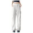 thumbnail image 1 of Efsteb Trendy Pants for Women 2025 High-Waisted Cargo Pants Wide Leg Athletic Hiking Trousers (White,S), 1 of 5