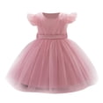 thumbnail image 1 of Efsteb Tutu Dress Girls Sleeveless Tiered Summer Dresses Cute Fashion Princess Ruffled Sleeve Dress (Pink,6 Months), 1 of 8