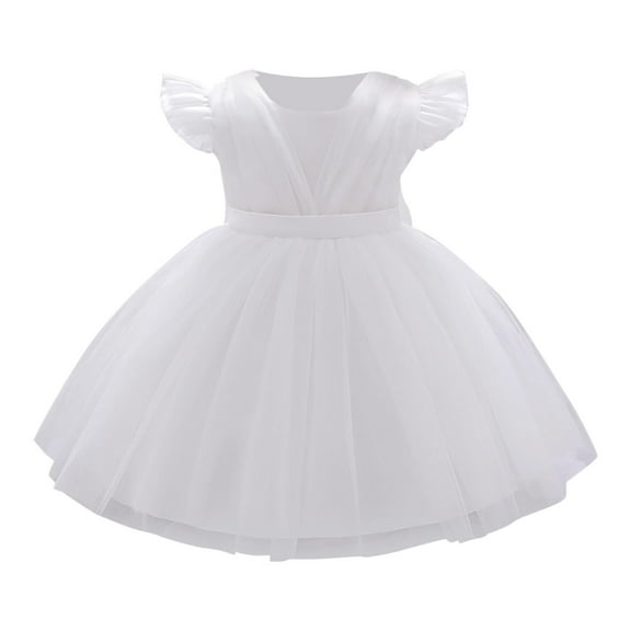 Efsteb Tutu Dress Girls Sleeveless Tiered Summer Dresses Cute Fashion Princess Ruffled Sleeve Dress (White,9 Months)