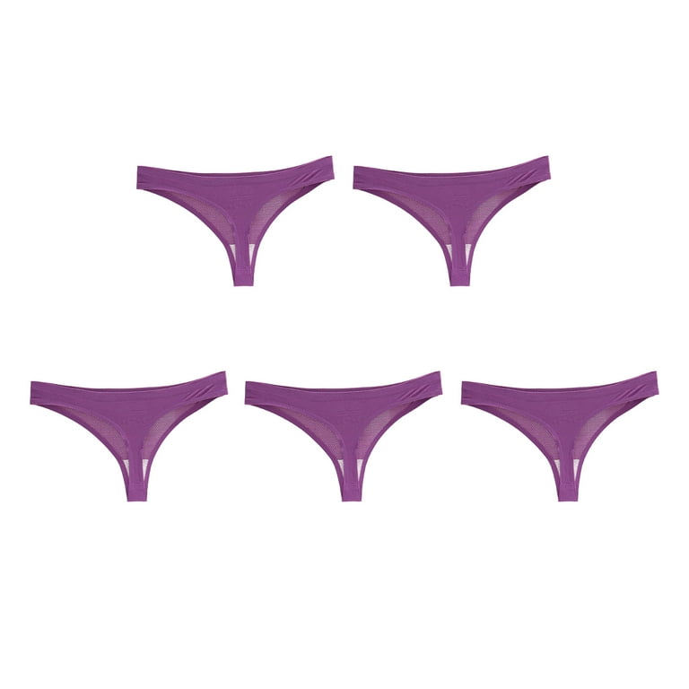 Efsteb Underwear Women Cotton Knickers Panties Underwear Breathable  Comfortable Solid Color Briefs Lingerie Briefs Purple