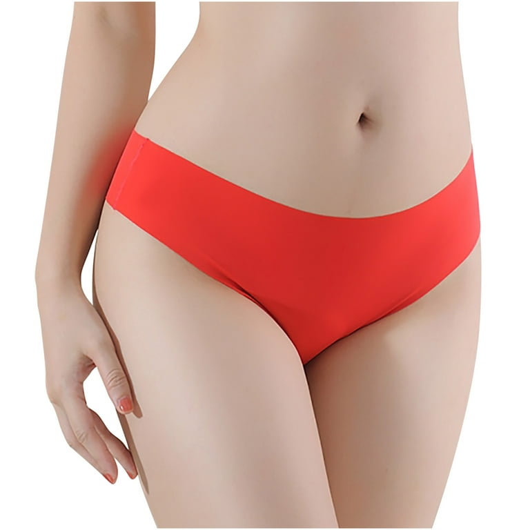 Efsteb Underwear for Women Briefs Underwear Comfortable Breathable Solid  Color Seamless Briefs Briefs Lingerie Knickers Panties Red
