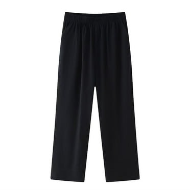 Efsteb Wide Leg Sweatpants Women Elastic Waist Baggy Pants Wide leg Pants Pants for Women Casual Trousers Pants for Women Solid Color Sweatpants Comfortable Loose Trousers Black XS