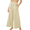 thumbnail image 1 of Efsteb Wide Leg Trousers Women Elastic Waist Baggy Pants Wide leg Pants Casual Trousers Pants for Women Solid Color Sweatpants Loose Pants for Women Comfortable Trousers Khaki S, 1 of 4