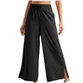 thumbnail image 1 of Efsteb Wide Leg Trousers Women Elastic Waist Drawstring Baggy Pants Comfortable Pants for Women Casual Trousers Pants for Women Solid Color Sweatpants Wide leg Pants Loose Trousers Black M, 1 of 8