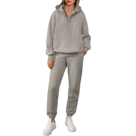 Efsteb Women 2 Piece Outfits Hoodie Sweatsuits Set Casual Sweatpants Long Sleeve Sweatshirt Matching Joggers Tracksuit Sets (Gray,M)