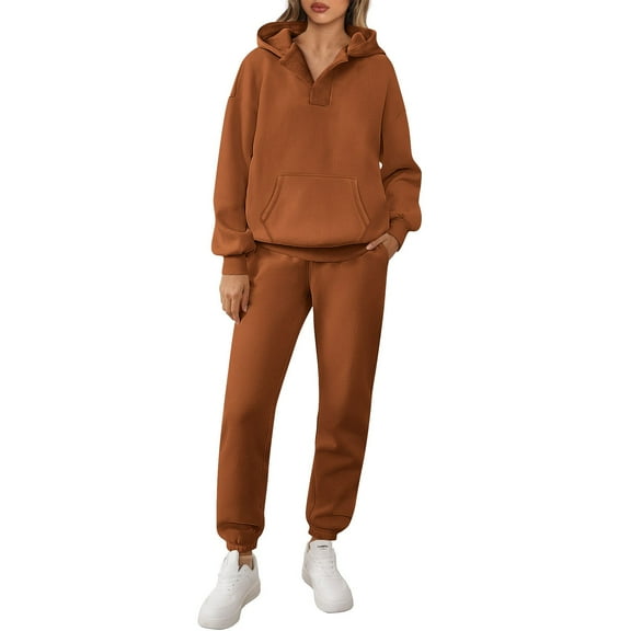 Efsteb Women 2 Piece Outfits Hoodie Sweatsuits Set Casual Sweatpants Long Sleeve Sweatshirt Matching Joggers Tracksuit Sets (Orange,S)