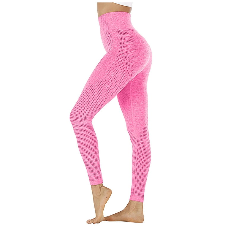 Efsteb Women Booty Yoga Pants High Waisted Athletic Fitness Sport Leggings  Tummy Control Leggings Booty Lift Pant Fashion Hip Seamless Point Speed Dry  Pants Yoga Pants Hot Pink L 