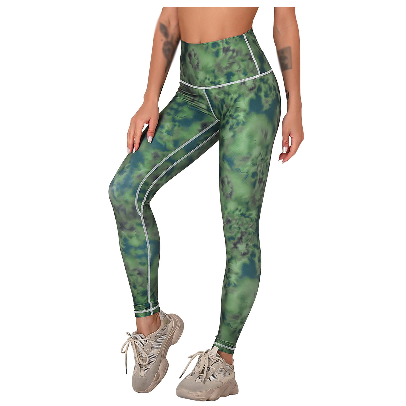 Tie Dye Workout Leggings, Women's Lined Yoga Pants Tummy Control, Gym  Running Athletic Activewear Clothes