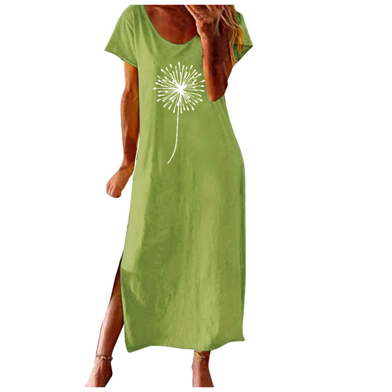 Efsteb Womens Summer Dresses Crewneck Dresses Short Sleeve Dress