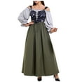 thumbnail image 1 of Efsteb Women Medieval Dresses with Corset Puff Long Sleeve Dress Cold Shoulder Renaissance Peasant Maxi Dress Party Gown (Army Green,L), 1 of 8