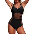 thumbnail image 1 of Efsteb Women One Pieces Swimsuits Beachwear Bathing Suit Slim Fit Swimwear Bikini Solid Color Swimming (Black,XL), 1 of 9