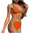 thumbnail image 1 of Efsteb Women'S Bikini Swimsuits Bikini Solid Color Summer Beach V Neck Bathing Suit Two Piece Swimsuits High Waist Swimsuit (Orange,M), 1 of 3