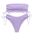 thumbnail image 1 of Efsteb Women'S Bikini Swimsuits Strapless Bathing Suit Bikini Solid Color Summer Beach High Waist Two Piece Swimsuits Swimsuit (Purple,M), 1 of 5