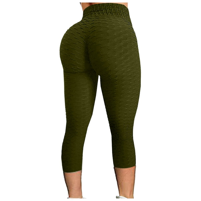Efsteb Women'S Yoga Leggings Yoga Pants with Pockets for Women Bubble Hip  Lifting Exercise Fitness Running High Waist Yoga Pants Army Green M