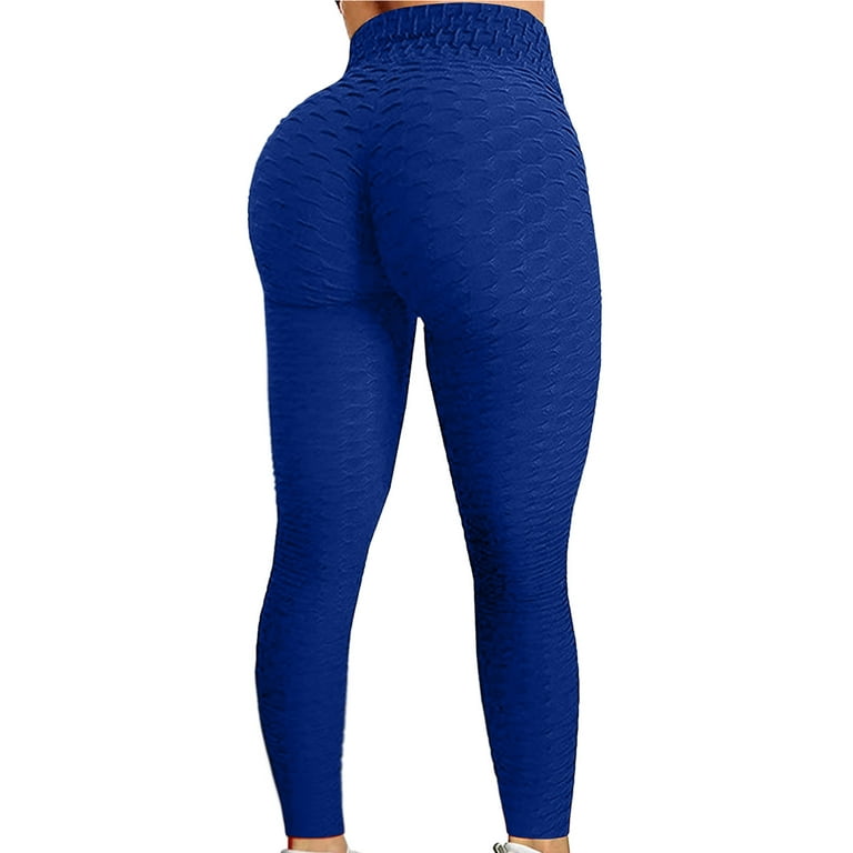 Efsteb Women'S Yoga Leggings Yoga Pants with Pockets for Women Bubble Hip  Lifting Exercise Fitness Running High Waist Yoga Pants Blue XXL 