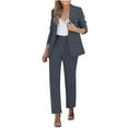 thumbnail image 1 of Efsteb Women Suits 2 Piece Set Business Casual Matching Sets Long Sleeve Blazer Jackets Wide Leg Dress Pants Work Office Blazer Outfits (Gray,M), 1 of 7