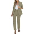 thumbnail image 1 of Efsteb Women Suits 2 Piece Set Business Casual Matching Sets Long Sleeve Blazer Jackets Wide Leg Dress Pants Work Office Blazer Outfits (Khaki,L), 1 of 7