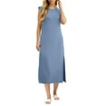thumbnail image 1 of Efsteb Women Summer Dresses Solid Color Round Neck Casual Loose Split Long Maxi Vacation Dress with Pockets （Light Blue，S）, 1 of 8