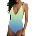 thumbnail image 1 of Efsteb Women Swimsuits 1 Piece Print Swim Swimsuits Beach Bikini Slim Summer V Neck Bathing Suit Swimwear (Light Blue,XXXXL), 1 of 3