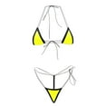 thumbnail image 1 of Efsteb Women's Bikini Swimsuits Halter Bandage Backless Split Swimsuit Solid Color Fashion Two Piece Swim Suit Bathing Suits Swimwear (Yellow,Free Size), 1 of 2