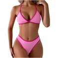 thumbnail image 1 of Efsteb Women's Bikini Swimsuits Two Piece Swim Suit Halter Backless Bikini Sets Solid Color Fashion Bathing Suits Swimwear (Pink,M), 1 of 7