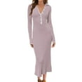thumbnail image 1 of Efsteb Women's Bodycon Dresses Ribbed Knit Long Sleeve Maxi Dress Slim Solid Pencil Long Dress Casual Fall Winter Clothes (Purple,L), 1 of 6