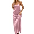 thumbnail image 1 of Efsteb Women's Dresses Satin Backless Maxi Dress Spaghetti Strap Tie-Back Long Dress for Party, Wedding & Beach (Pink,M), 1 of 4
