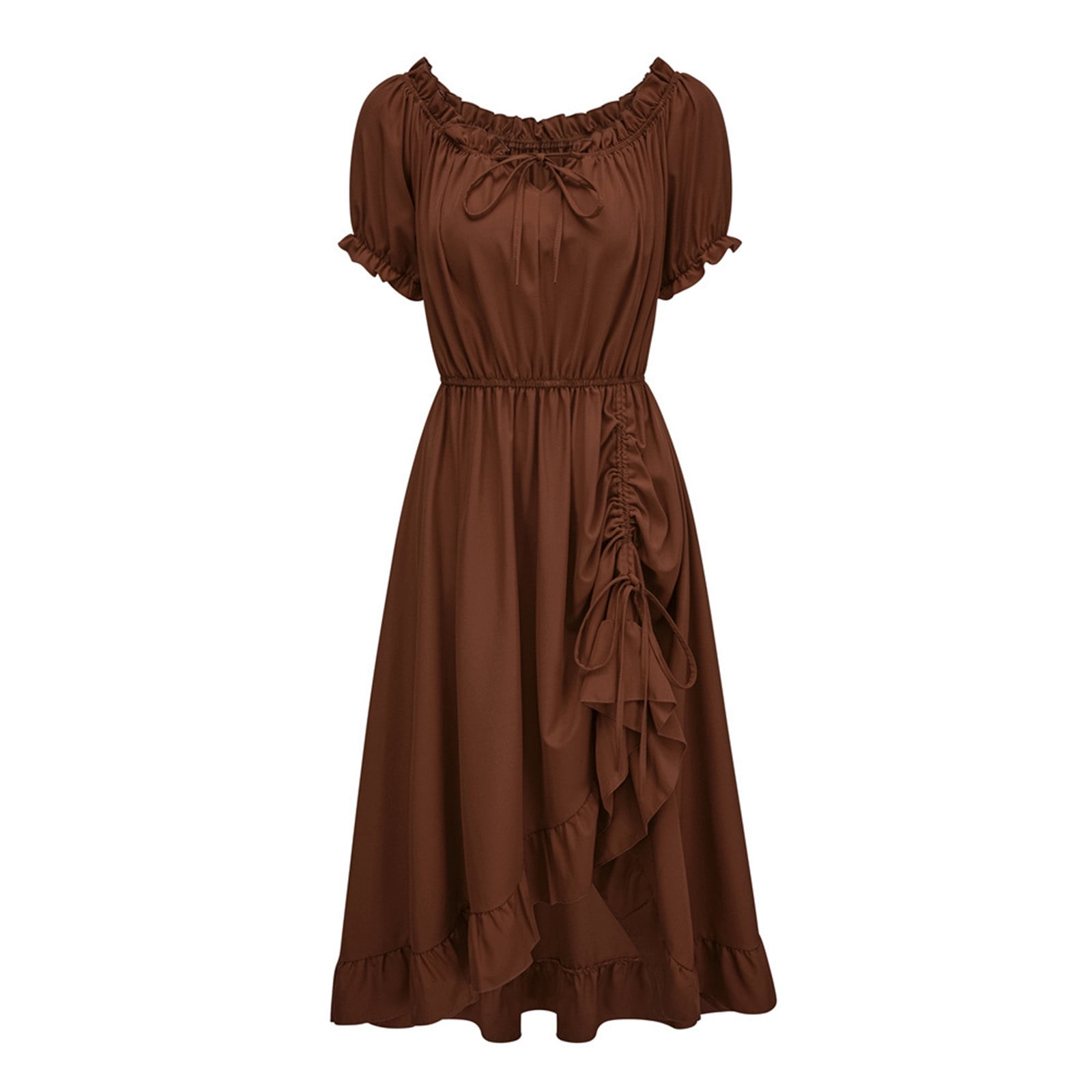 Efsteb Women's Dresses for Wedding Guest Drawstring Irregular Hem Dress ...