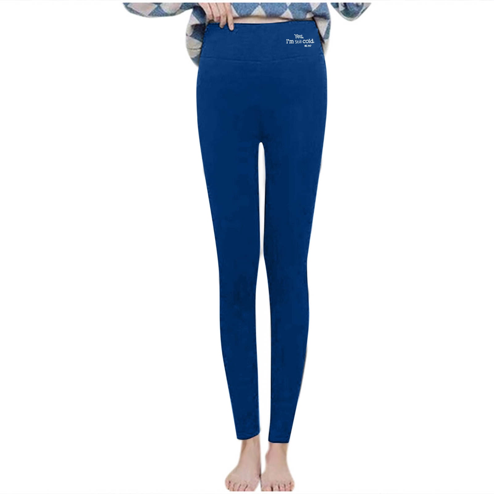 High Waisted Sherpa Fleece Slim Fit Letter Embroidery Leggings
