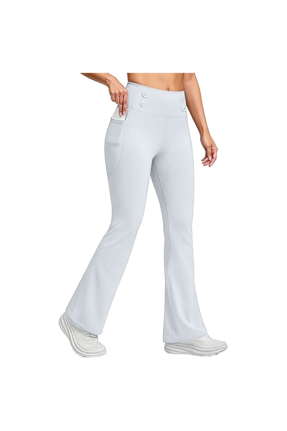 Women's Leggings Fleece Lined Pants Women Yoga Pants With Pockets For Women Winter Thermal Pant High Waist Flare Leggings (White_Z,XL)