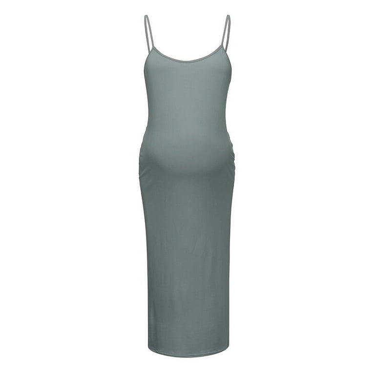 Robe De Maternité Grise – Taille L, Longue, Style Fit & Flare, Neuve Sans étiquettes (dans Son Sachet Scellé)