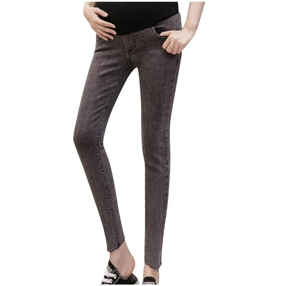Efsteb Women’s Maternity Jeans Leggings Over The Belly Casual Slim Pregnancy Maternity Pants (Dark Gray,M)