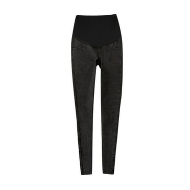 Efsteb Women's Maternity Jeans Over Belly Skinny Denim Jeggings Comfy Stretch Pregnancy Pants (Black,M)