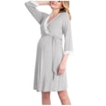 thumbnail image 1 of Efsteb Women's Maternity Nursing Robe Casual 3/4 Sleeve Wrap Front Gown with Lace , Labor , Delivery Loungewear ,Gray,Small, 1 of 6