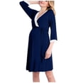 thumbnail image 1 of Efsteb Women's Maternity Nursing Robe Casual 3/4 Sleeve Wrap Front Gown with Lace , Labor , Delivery Loungewear ,Navy,Small, 1 of 6