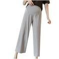 thumbnail image 1 of Efsteb Women's Maternity Wide Leg Pants High Waist Solid Color Loose Long Pants Pregnancy Straight Leg Trousers (Gray,M), 1 of 7
