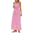 thumbnail image 1 of Efsteb Women's Square Neck Maxi Dress Smocked Waist Sleeveless Summer Beach Casual Fitted Plaid Checkered Long Dress (Pink,M), 1 of 6