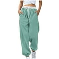 thumbnail image 1 of Efsteb Women's Sweatpants Elastic Waist Drawstring Jogging Sweatpants Fashion Comfortable Casual Trousers Pants for Women Solid Color Loose Sports Pants Trousers Mint Green S, 1 of 5
