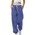 thumbnail image 1 of Efsteb Women's Sweatpants Elastic Waist Drawstring Jogging Sweatpants Solid Color Loose Comfortable Sports Pants Fashion Casual Trousers Pants for Women Trousers Purple XXL, 1 of 5