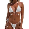 thumbnail image 1 of Efsteb Women's Trendy 2 Piece Triangle Bikini Set Halter Rhinestone Bathing Suit Swimsuit Split Swimsuit (White,M), 1 of 6