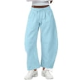 thumbnail image 1 of Efsteb Women's Wide Leg Pants Drawstring Elastic Waisted Wide Leg Sweatpant Casual Loose Sweat Pants Trousers With Pockets (Blue,XL), 1 of 9