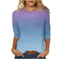 thumbnail image 1 of Efsteb Womens 3/4 Sleeve T Shirts Basic Tops Loose Lightweight Fashion Gradient Printed Crewneck Mid-Length Sleeve Casual Pullover Blouses Tops Navy XL, 1 of 5