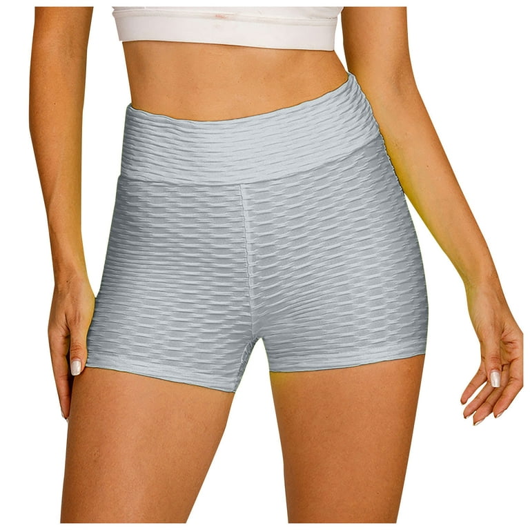 Efsteb Womens Athletic Shorts Trendy Gym Yoga Shorts Comfy Solid Color  Workout Shorts High Waist Hip Stretch Fitness Wrinkled Drawstring Biker  Shorts Shorts Gray XL 